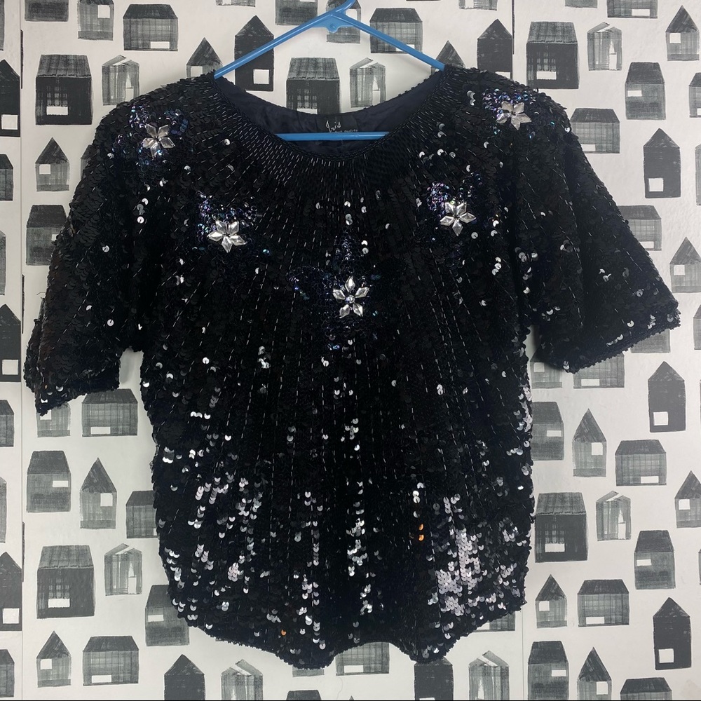 Jris Women’s Vintage Sequin Blouse